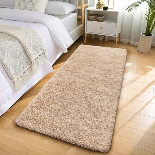OLANLY 2x6 Machine Washable Runner Rugs for Hallway, Soft Fluffy Shaggy Bedside Rugs for Bedroom, Living Room, Indoor