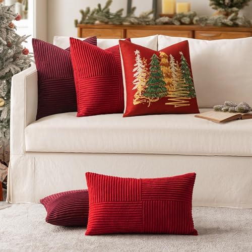 MIULEE Christmas Red Decorative Euro Sham Pillow Covers 24x24 Inch 2 Pack