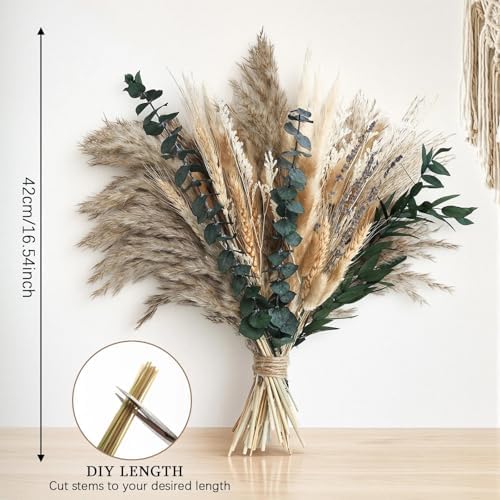 N&T NETING Boho Dried Pampas Grass Set for DIY Crafts Wedding Centerpieces