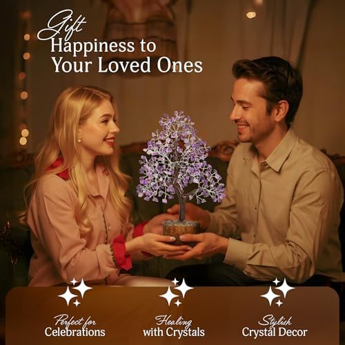YATSKIA Amethyst Crystal Tree | Purple Gemstone Tree | Spiritual Gifts | Gemstones and Crystals | Home Decor Gifts