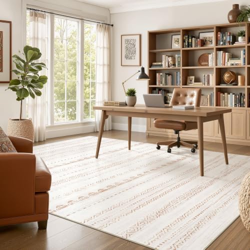 Nakagishi Boho 6x8 Area Rug Living Room Rugs Machine Washable Brown