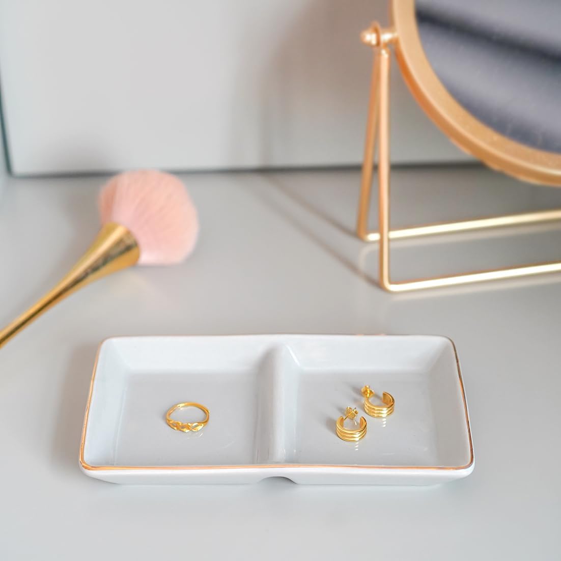 Ceramic Jewelry Dish Tray / Gray