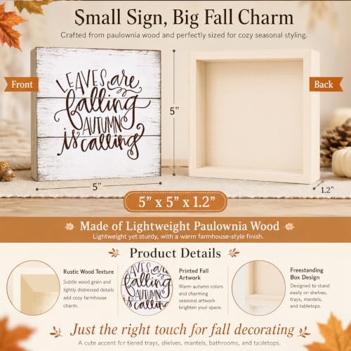 Fall Decorations for Home Autumn Quote Wood Sign Fall Wall Art 5 * 5inch