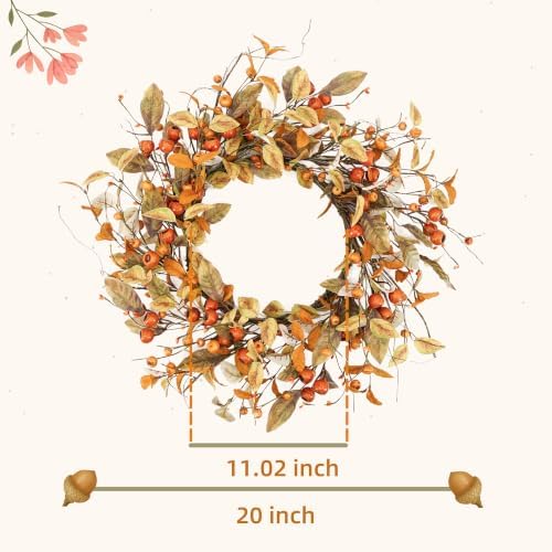 YNYLCHMX 20" Fall Wreath for Front Door, Eucalyptus and Berry Decor