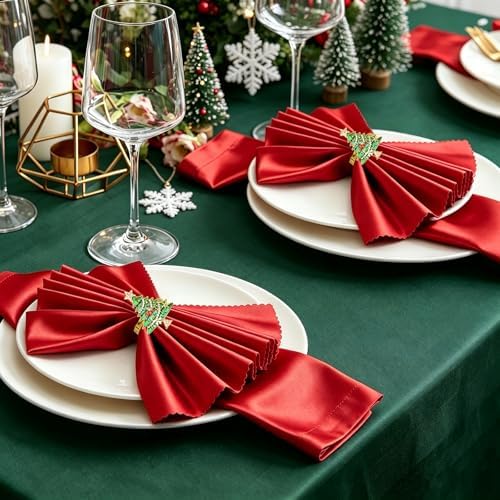 Christmas Tree Napkin Rings Set of 6 for New Year Dinner Decor