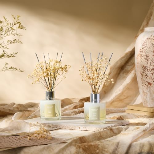 Airkeep Reed Diffuser 3.38 oz (100ml) 2pk, Clean Linen Scented Reed Diffuser Set,Reed Diffuser & Oil Diffuser Sticks