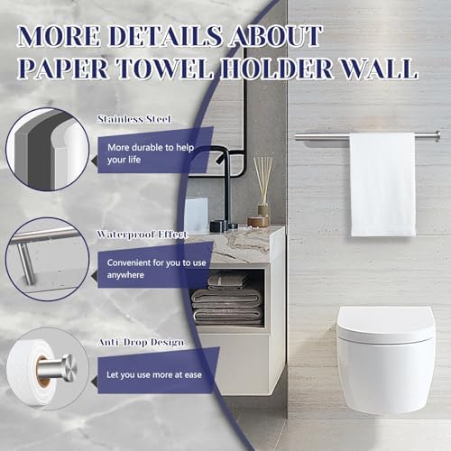 Sliver Paper Towel Holder, Self Adhesive Paper Towel Holder Under Cabinet