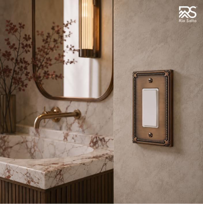 Rio Salto Light Switch Cover Plate Vintage Matte Copper Outlet Covers 1 Gang Metal Switch Electrical Wall Plates
