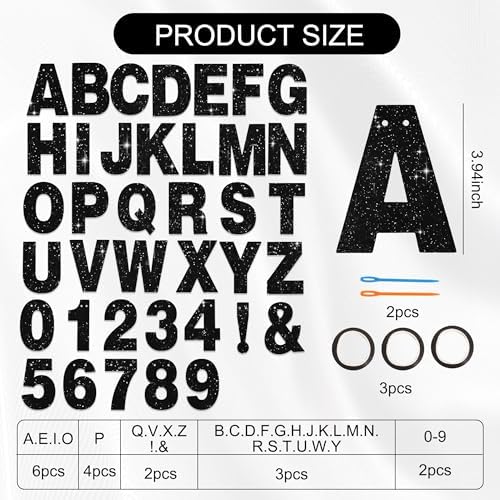 BEISHIDA Glitter Black 116 PCS A-Z DIY Letter Custom Banner Party Decor