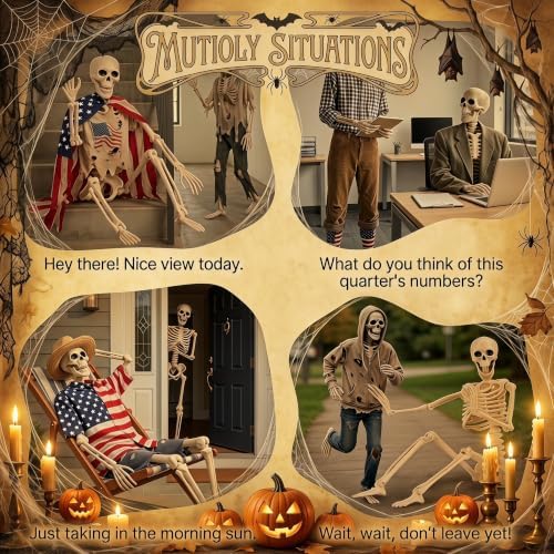 5PCS 16in Posable Skeleton Halloween Decorations,Mini Skeletons for Yard
