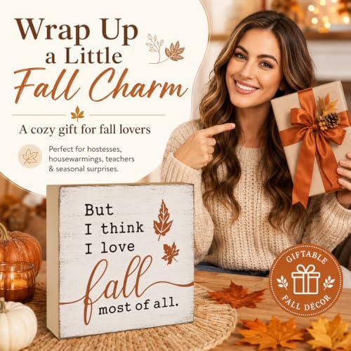 Fall Bedroom Decor Sign | I Think I Love Fall Most Of All Quote Wall Art