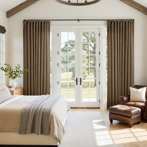 Dutch Cocoa Pinch Pleat Linen Curtains 90 Inches Long 60 Inch Wide 1 Panel