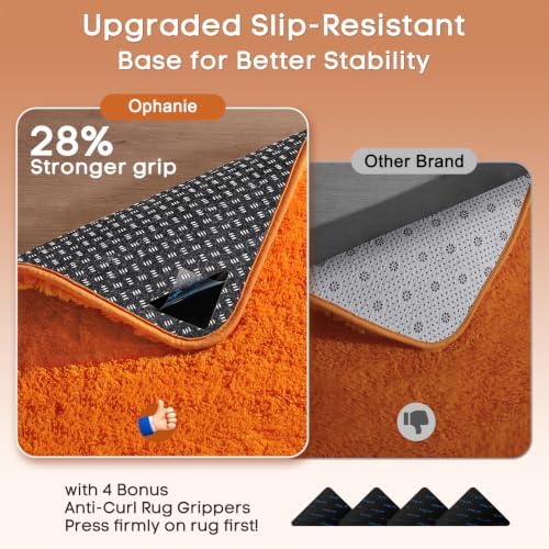 Ophanie Orange Fall Rugs for Bedroom Living Room,Fluffy Fuzzy Furry Carpet,Plush Soft Shaggy Bedside Indoor Floor 4x6