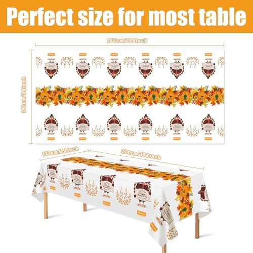 OHOME 2 Pack Thanksgiving Tablecloth Disposable - Fall Party Supplies for Thanksgiving Table Decor | Friendsgiving Party Decorations | Thanksgiving Decorations 54" x 108"
