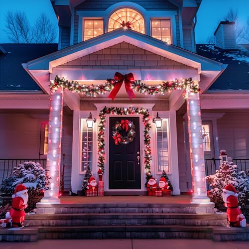 JMEXSUSS 400 LED Red and White Christmas Lights Outdoor with Remote