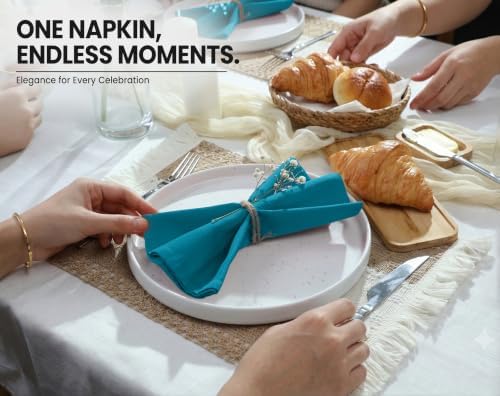 Ruvanti Cloth Napkins Set of 6, Cotton Enrich 18”x18” - Teal