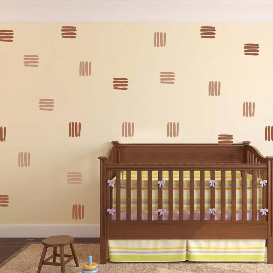 Set Boho Three Line Brown Wall Decal- Geometrical Shape / Boho Line Brown / 12 x 36 / Set of 24