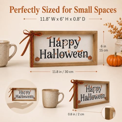Happy Halloween Sign Pumpkin Bat Ghost Wall Table Shelf Home Decor