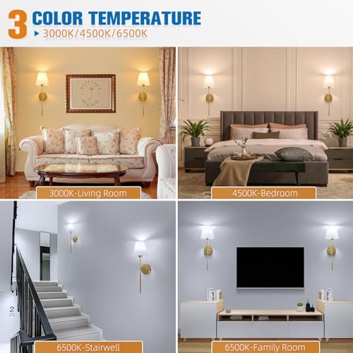 NIORSUN 19.9 inch Battery Operated Wall Sconce Set of 2,Gold Rechargeable Wall Lights with 10400mAh Dimmable Detachable