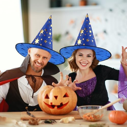 Newcotte 16 Pieces Witch Hats Halloween Costumes for Women Men Modern Witch Hats Fancy Dress Party Decorations