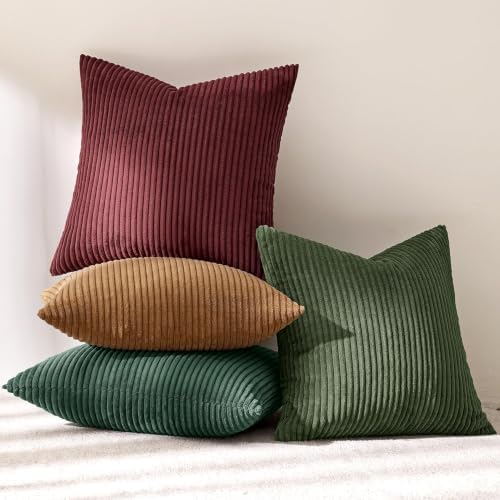 MIULEE Soft Corduroy Decorative Throw Pillow Covers Christmas Green 22x22