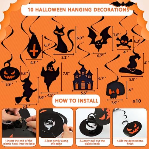 Halloween Party Decorations Kit Including Happy Halloween Paper Banner Trick or Treat Sign Garland Bat Ghost Pumpkin Happy Halloweens Indoor Decorations