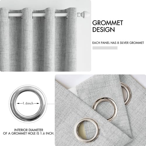 MIULEE 100% Blackout Linen Curtains for Bedroom 52x63 Inches Glacier Gray