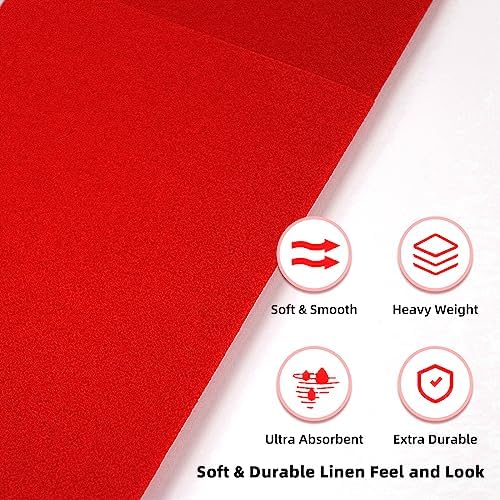 KAMMAK Red Napkins Disposable Dinner Paper Napkins with Pocket 100 Pack Cloth Like Folded Wedding Reception Napkin Guest Hand Towels for Party Decoration, Bathroom, Kitchen, Hotel (16.5 x 16.5 inch)