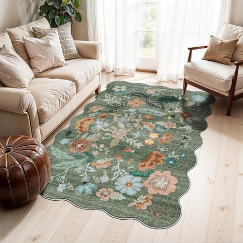 Washable 3x5 Entryway Area Rugs: Ultra Soft Low Pile Carpet for Kitchen Nursery Indoor Light-Weight Doormat Rug with