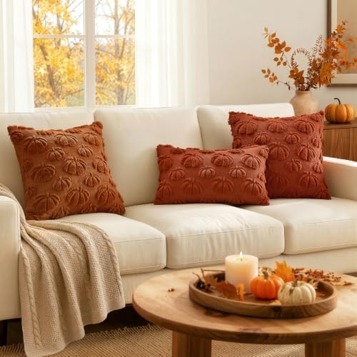 MIULEE Fall Decor Pillow Covers 12x20 Set of 2 Pumpkin Caramel