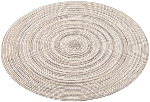 SHACOS Round Braided Placemats 15 inch Set of 6 Washable Kitchen Table Placemats for Home Wedding Party (Rainbow Gray, 6)