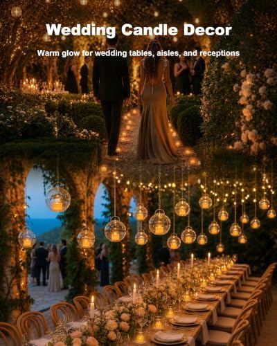 Homemory 50-Pack Flameless Tea Lights Candles Battery Operated, 200+ Hours