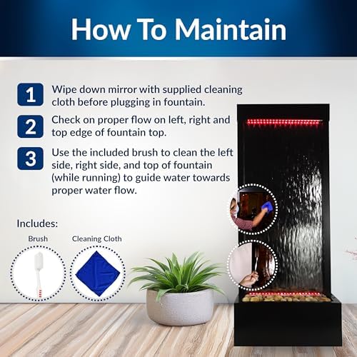 Alpine Corporation 48" Mirror Waterfall Fountain, LED Lights
