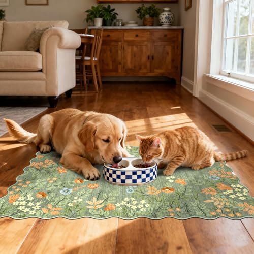 Front Door Mat Indoor Outside Entrance, 2x3 Sage Green Floral Rug