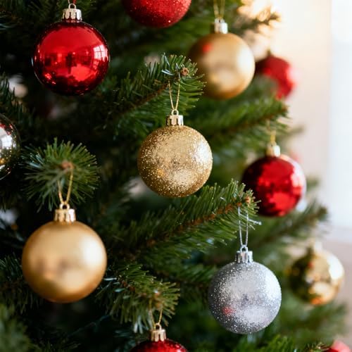 24ct Silvery Christmas Ball - 2.36 Inch Shatterproof Christmas Tree Decoration Ornaments Hanging Ball for Xmas Tree, Holiday, Wedding, Party