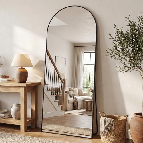 Antok 58" x21” Arched Full Length Mirror, Floor Mirror with Stand,Black