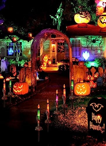 6 Pack Halloween Pathway Lights Lighted Candle Stake for Outdoor Yard Decor