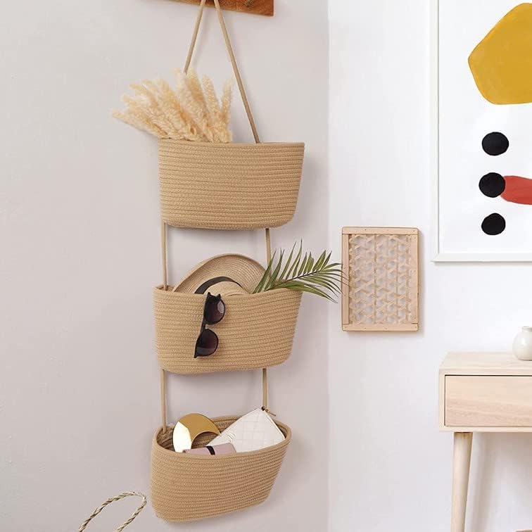 Wall Hanging Cotton Baskets / Brown