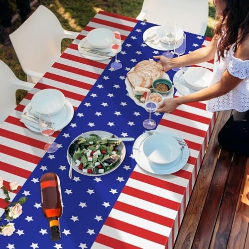 2 Pack Patriotic Tablecloths,Patriotic Decorations,American Flag Tablecloth