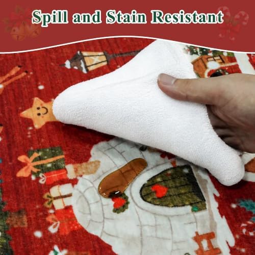 2x3 Christmas Cute Area Rug : Non-Slip Washable Winter Holiday Indoor Doormat Soft Low Pile Decorative Floor Mat for