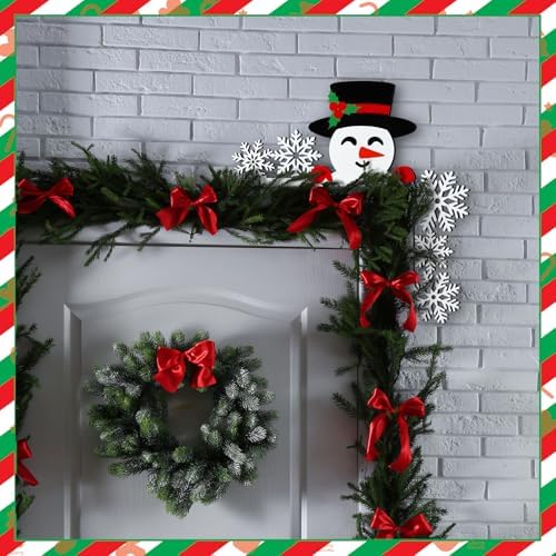 Yaocom11.8" x 11.8" Metal Christmas Door Topper, Snowman Door Frame Decor