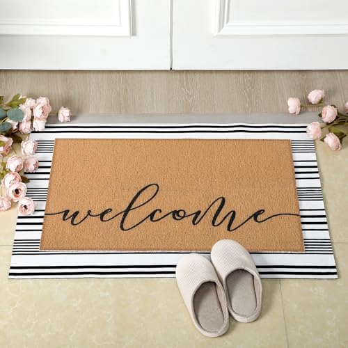 Tinideya 2 Pcs Fall Welcome Doormat Set for Front Door