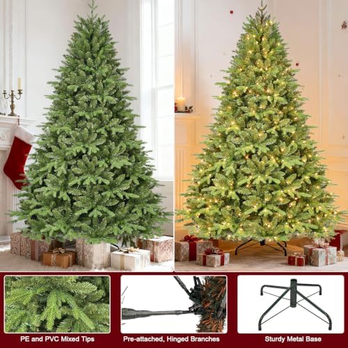 Treepool 7.5FT Prelit Artificial Christmas Tree, 2652PE/PVC Tips, 550Lights