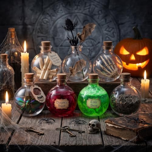 12 Pcs 8.5 oz Glass Potion Bottles with Cork, Halloween DIY Crafts Bottle