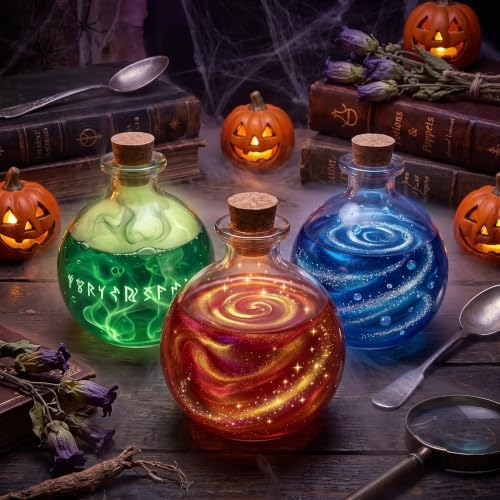 12 Pcs 8.5 oz Glass Potion Bottles with Cork, Halloween DIY Crafts Bottle