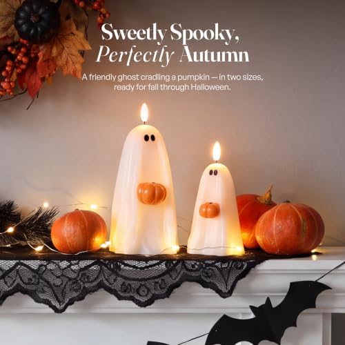 Halloween Decorations, Fall Decor, Flameless Ghost Candles holding Pumpkin