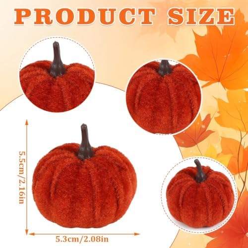 16 PCS Fall Autumn Artificial Velvet Pumpkins Mini Faux Pumpkins