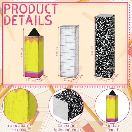 GlikCeil 3 Pcs Back to School Table Decoration Composition Notebook Decor