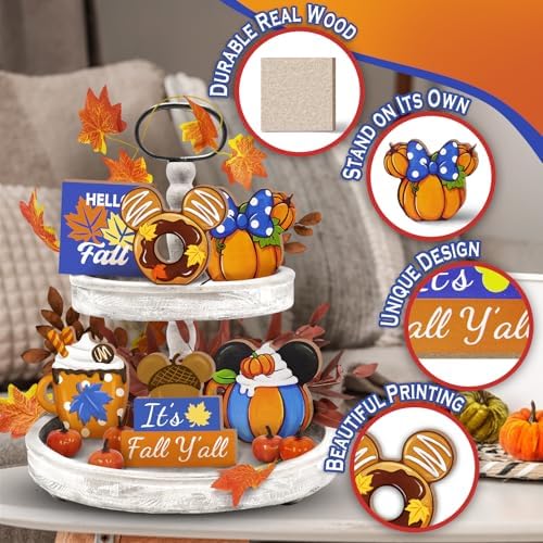Fall Theme Tiered Tray Decor, Pumpkin Tray Decorations
