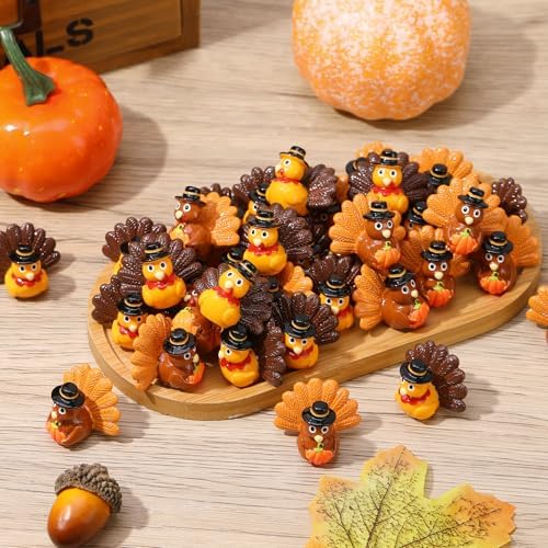 40 Pcs Thanksgiving Mini Resin Turkey Mini Turkey Figurines
